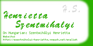 henrietta szentmihalyi business card