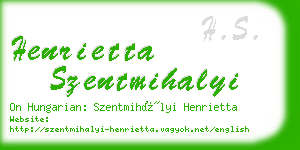 henrietta szentmihalyi business card